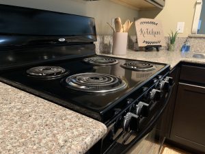 Uptown East rooms have brand new electric stoves